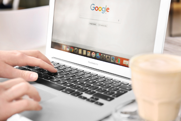 google search engine on laptop